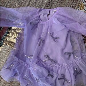 Lilac Sequin Bow Tulle Kids Costume Dress